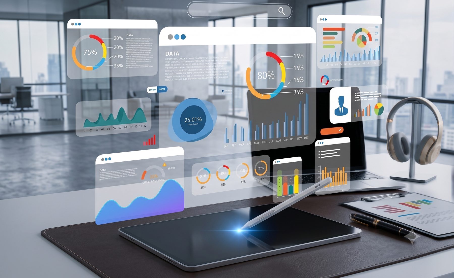 Live business dashboard on a tablet