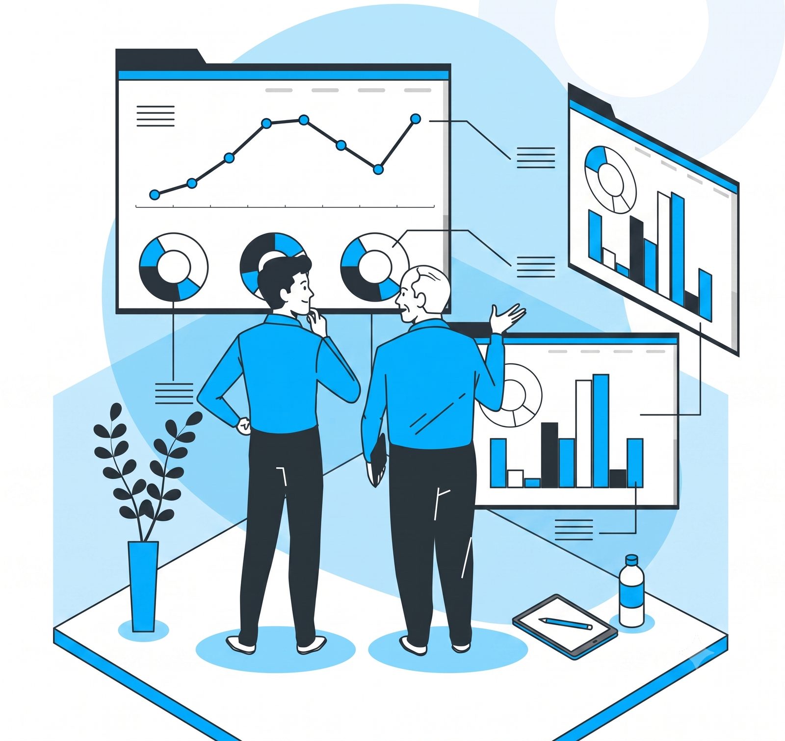 Team reviewing analytics together